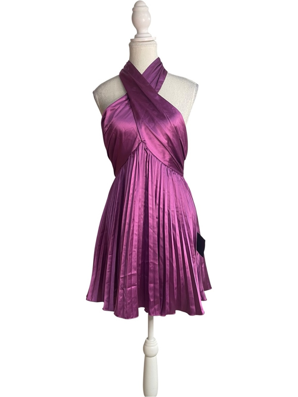 Lulus Renlee Purple Halter Pleated Mini Cocktail Dress Purple